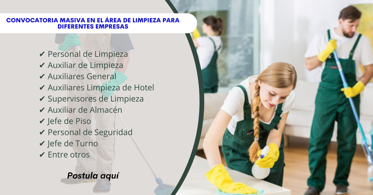PERSONAL DE LIMPIEZA PARA DISTINTAS EMPRESAS